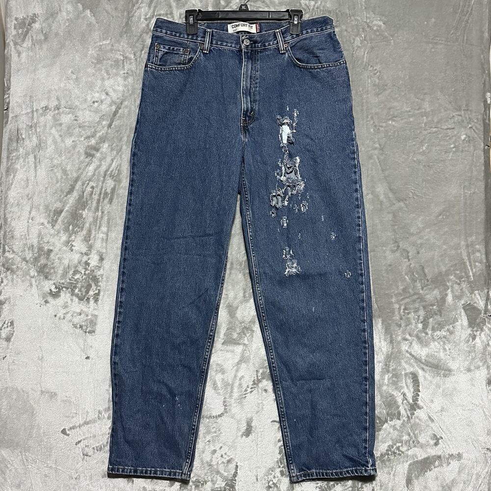 Y2k Levis Comfort Fit 560 Jeans Mens‎ Size 38x34 Blue Distressed Classic Grunge